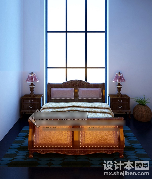 双人床3d模型下载
