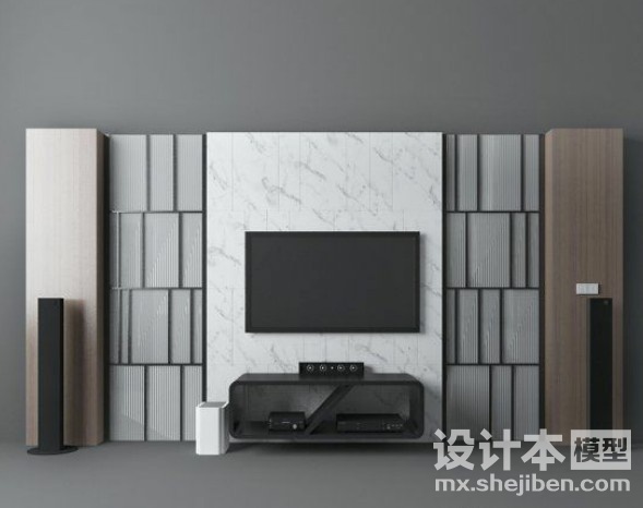 电视背景墙3d模型下载