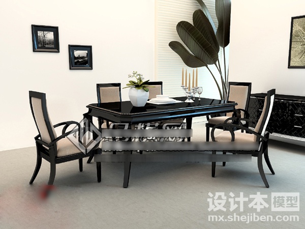 桌椅组合3d模型下载