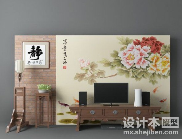 电视背景墙3d模型下载