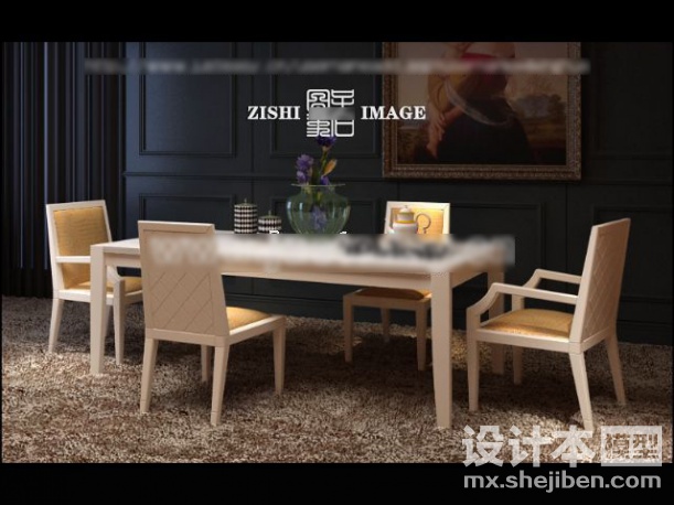 桌椅组合3d模型下载