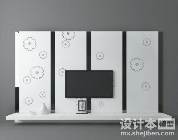 电视背景墙3d模型下载