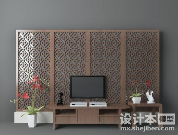 电视背景墙3d模型下载