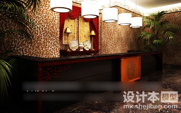 接待台3d模型下载