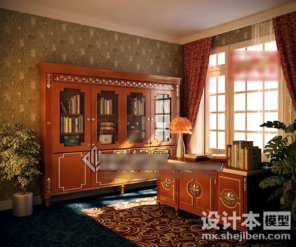书房3d模型下载