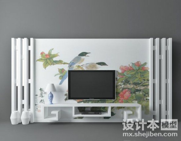 电视背景墙3d模型下载