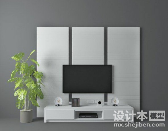 电视背景墙3d模型下载