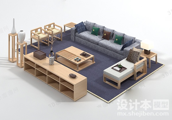 沙发组合3d模型下载