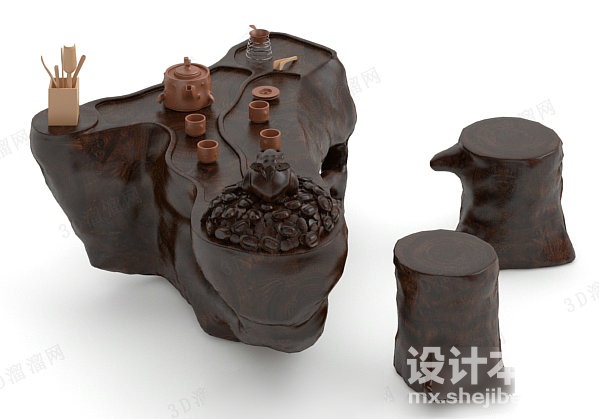 桌椅组合3d模型下载