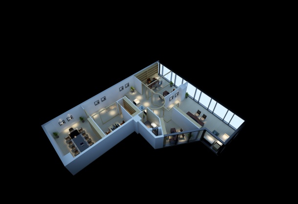 工装办公区3d模型下载