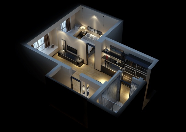 家装小户型整体3d模型下载