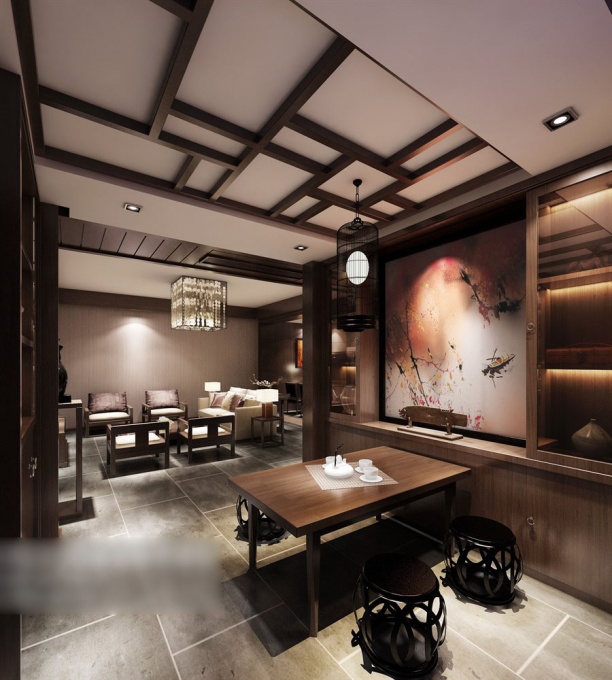 中式餐厅3d模型下载