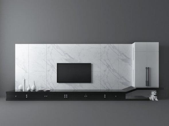 现代风格白色电视墙3d模型下载