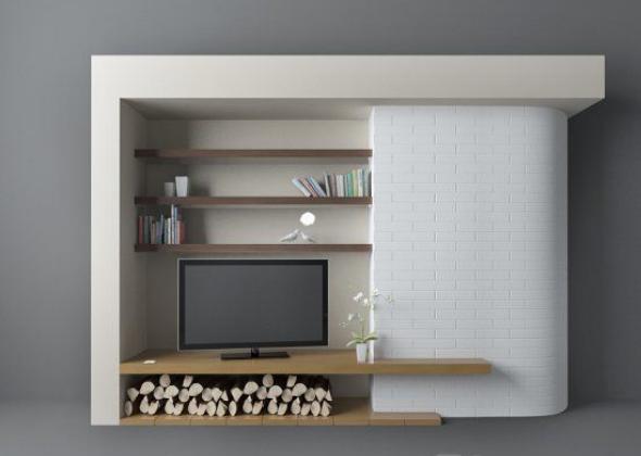 美式电视背景墙3d模型下载