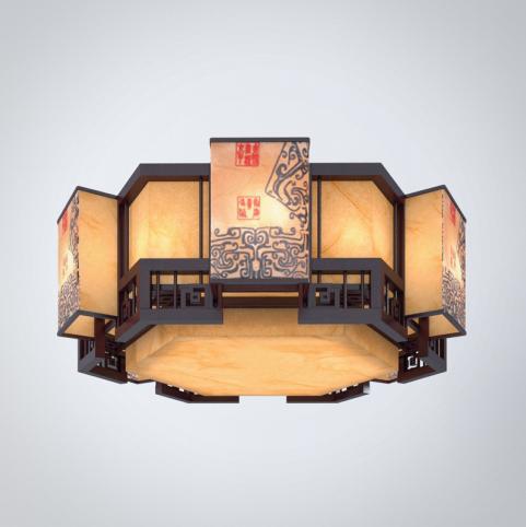 中式吊灯3d模型下载