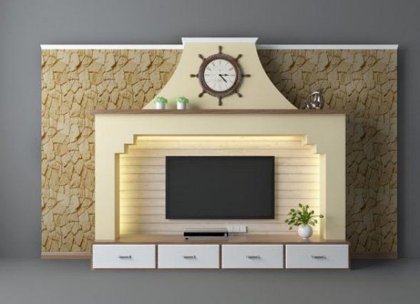 电视背景墙3d模型下载
