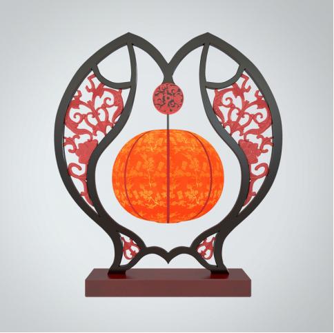 中式灯笼台灯3d模型下载