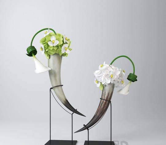 牛角花艺摆件3d模型下载