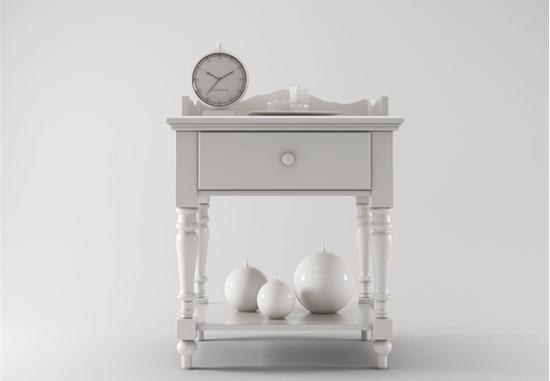 白色欧式边几 3d模型下载