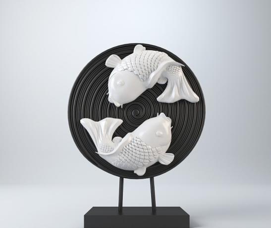中式鱼元素摆件 3d模型下载