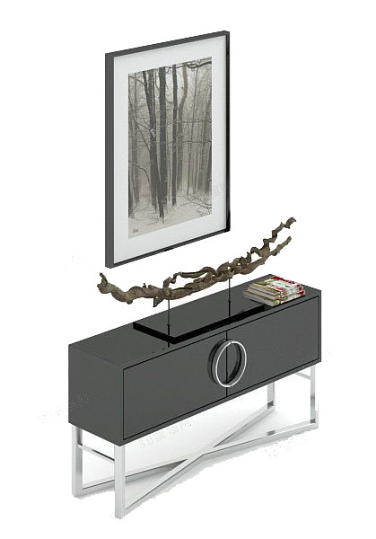 简约黑色电视柜3d模型下载