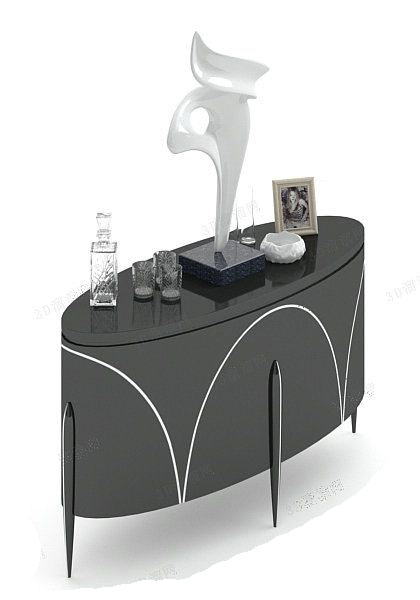 黑色木质边柜3d模型下载