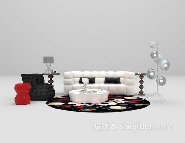 现代沙发组合3d模型下载