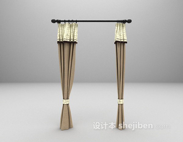 布艺窗帘3d模型下载