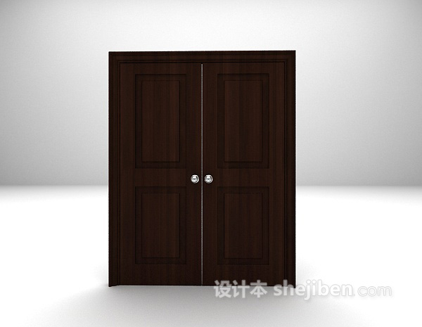 黑色木质门3d模型下载
