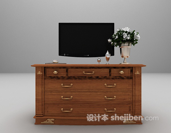 欧式电视柜3d模型下载