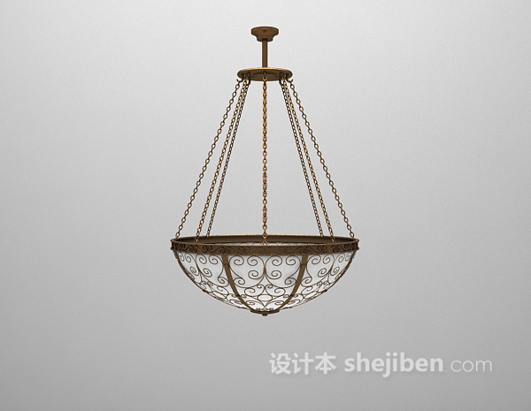 复古吊灯3d模型下载