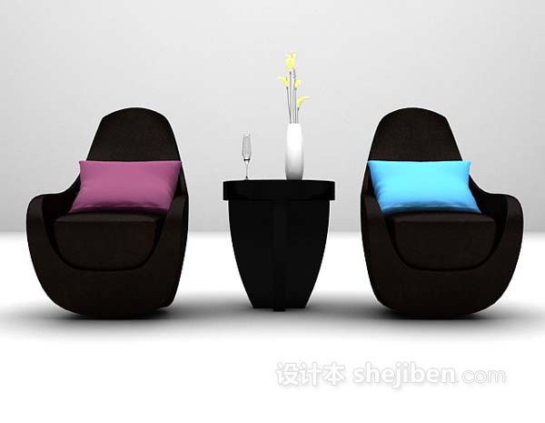 皮质桌椅组合3d模型下载