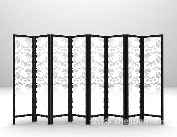 折叠式屏风隔断3d模型下载