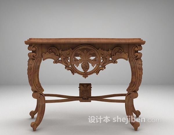 中式玄关边几免费3d模型下载