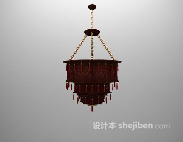 中式花样吊灯3d模型下载