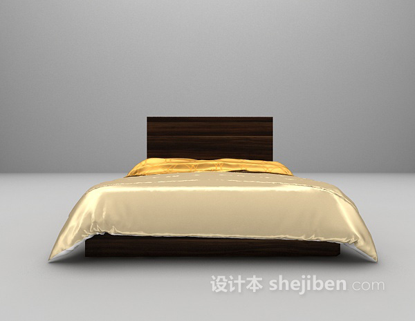 木质床3d模型下载