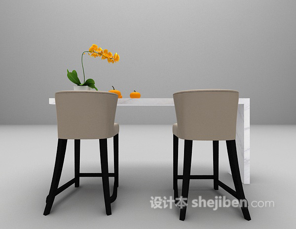 现代米色吧台椅3d模型下载