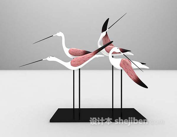 仙鹤摆设品3d模型下载