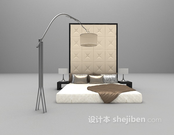 白色双人床推荐3d模型下载