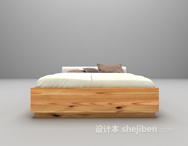 木色床3d模型下载