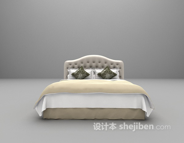 白色皮质床3d模型下载