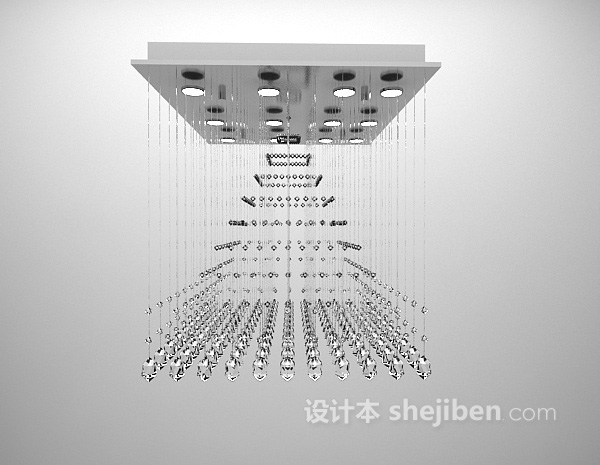 现代水晶吊灯3d模型下载