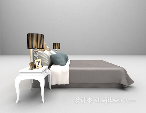 白色欧式床欣赏3d模型下载