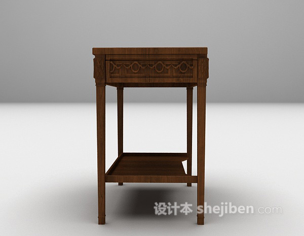 中式棕色装饰架免费3d模型下载