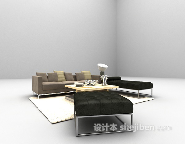 现代沙发组合3d模型下载