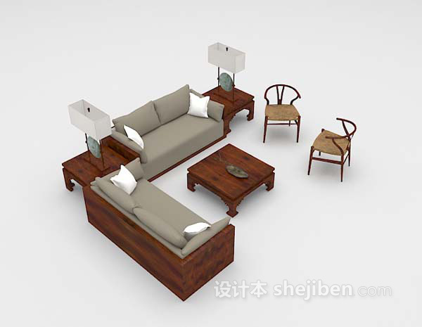 东南亚沙发3d模型下载