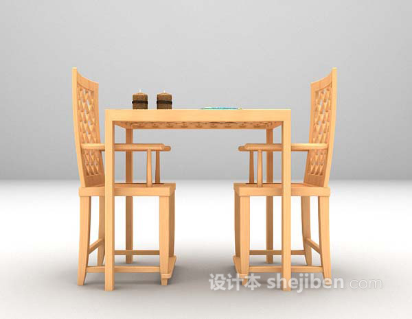 木色桌椅组合大全3d模型下载