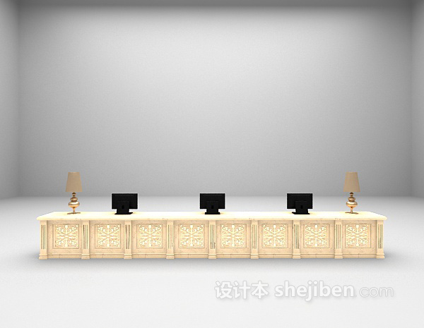 办公接待处3d模型下载