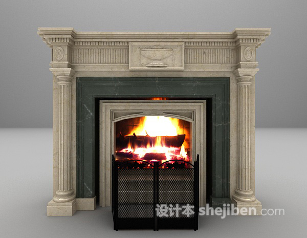 欧式壁炉欣赏3d模型下载