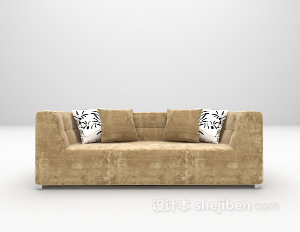 灰色双人沙发3d模型下载